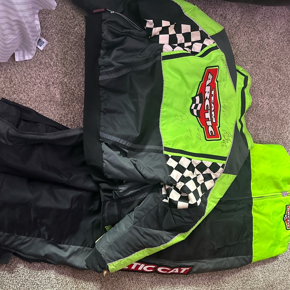 Vintage Arctic cat Autographed 3 piece snow suit